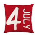 Independence Day red square linen pillowcase with 4th of July white artistic print - 18x18 Inch / 4 July Red Style (YMD315-7)