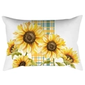 Funda de cojín lumbar de girasol de otoño con motivos decorativos a cuadros naranjas - 30*50cm / Girasol con Tira de Cuadros (DRD423-1)