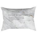 Rectangular marble print lumbar pillowcase with gold lines and Enjoy Every Day text - Grey White Gold Line EnjoyEveryDay Style (DRD398-12)