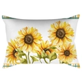 Funda de cojín rectangular con girasoles en acuarela y bordes de cuadros para otoño - 30*50cm / Girasol con Borde de Cuadros (DRD423-2)