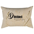 Marble texture lumbar pillowcase with gold cracks and Dream happy life text - Beige Marble Gold Crack Dream Style (DRD398-13)