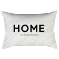 Modern marble lumbar pillow cover with black HOME print and romantic quote on white - Grey Yellow Marble Home Style (DRD398-14)