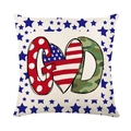 Linen Independence Day pillow case with GOD print and American flag heart design - 18x18 Inch / GOD Letter Art Style (YMD315-9)