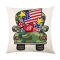 Linen American Flag USA camo truck pillow cover on white background for July 4th decor - 18x18 Inch / Camouflage Pickup Truck (YMD315-10)