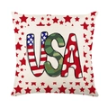 Square linen pillow cover with USA flag pattern and red stars for Independence Day decor - 18x18 Inch / USA Filled Letters (YMD315-11)