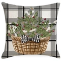 Fodera per cuscino natalizio con stampa pupazzo di neve e quadri bianchi e neri decor - Ymd395-2 / 45*45cm (Senza Inserto)