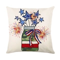 Linen Independence Day pillow case with stars, fireworks and patriotic mason jar print - 18x18 Inch / Camouflage Mason Jar (YMD315-12)