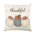 Linen pumpkin throw pillow cover with thankful text for autumn home decoration - Thankful Text And Colorful Pumpkins (YMD356-5)