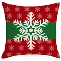 Funda de cojín navideña roja y verde con diseño de copo de nieve blanco para decoración - 45*45cm (Sin Relleno) / Patrón de Copo de Nieve Rojo y Verde (YMD401-3)