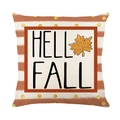 Linen pumpkin pillowcase with Hello Fall text, orange stripes, and gold dots - Hello Fall Striped Border (YMD356-9)