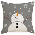 Grauer Weihnachts-Kissenbezug mit Schneemann-Aufdruck und weißen Schneeflocken - Grauer Hintergrund Handbemalter Schneemann (YMD377-3) / 45*45cm (Kein Inlett)