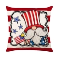 Linen Independence Day pillow cover featuring a patriotic American gnome design - 18x18 Inch / Independence Day Gnome (YMD315-20)
