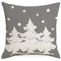 Grauer Weihnachts-Kissenbezug mit drei weißen handgezeichneten Bäumen und Schneeflocken - Grauer Hintergrund Drei Weiße Weihnachtsbäume (YMD377-4) / 45*45cm (Kein Inlett)