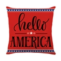 Linen American Independence Day throw pillow cover with red and blue star stripes - 18x18 Inch / Hello America (YMD315-22)