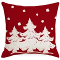 Red Christmas pillowcase with three white holiday trees and snowflake patterns - Deep Red Three White Xmas Trees (YMD377-6) / 45*45cm (No Insert)