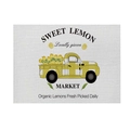 Linen placemat with vintage yellow lemon truck print for summer table decor - Yellow Truck Lemon Print (CD19-1) / Cotton-Linen Look / CD19-1