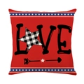 Linen Independence Day pillow case with red LOVE print and stars and stripes design - 18x18 Inch / Love Plaid Star Style (YMD315-24)