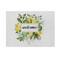 Linen placemat with summer lemon print and welcome text on a gray background - Welcome Lemon Design (CD19-2) / Cotton-Linen Look / CD19-2