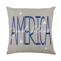 Linen Independence Day pillow case with America text and God bless star design - 18x18 Inch / America God Bless (YMD315-25)