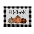 Waterproof Thanksgiving placemat featuring patterned pumpkins and It's Fall Y'all text - Leopard & Plaid Pumpkins (CD25-7)