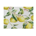 Linen placemat with vibrant lemon and floral watercolor print for summer table decor - Watercolor Lemon Floral (CD19-3) / Cotton-Linen Look / CD19-3