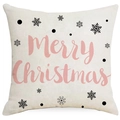 Christmas snowman cushion cover with pink Merry Christmas text and black snowflake print - Pink Merry Christmas Script (YMD377-9) / 45*45cm (No Insert)
