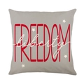 Linen Independence Day pillow cover featuring Freedom and Liberty prints with stars - 18x18 Inch / Freedom Liberty Style (YMD315-26)