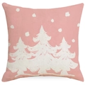 Pink Christmas pillow cover with white forest tree print and textured linen finish - Pink Background White Xmas Tree Forest (YMD377-10) / 45*45cm (No Insert)
