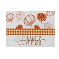 Waterproof Thanksgiving placemat featuring pumpkin leaves and falling leaves text print - Falling Leaves & Pumpkin Print (CD25-9)