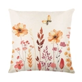 Floraler Kissenbezug mit Aquarell-Wildblumen und Schmetterling auf Leinenstoff - Aquarell Blumen Schmetterling Muster (YMD373-2)