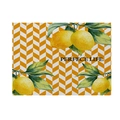 Linen placemat with yellow chevron pattern and watercolor lemon print design - Yellow Chevron Lemon (CD19-7) / Cotton-Linen Look / CD19-7