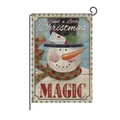 Detail of Christmas snowman garden flag on metal stand with Send Magic text - Snowman Magic Postcard (HYQ26-11)