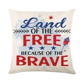 Independence Day linen square pillowcase with Land of the Free text and star pattern - 18x18 Inch / Because Of The Brave Text (YMD315-31)