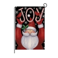 Detailed texture of double-sided linen Christmas garden flag with Santa Claus JOY motif - Joy Santa Candy Cane (HYQ26-9)