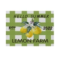 Cotton linen placemat with green grid pattern and yellow lemon watercolor print - Hello Summer Lemon Farm (CD19-10) / Cotton-Linen Look / CD19-10