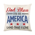 American Independence Day linen pillowcase with God Bless America patriotic print - 18x18 Inch / God Bless America 1776 Style (YMD315-32)