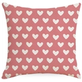 Fodera per cuscino in lino rosa con cuori bianchi per decorazione San Valentino - 45x45 cm / Stile Stampa Piccoli Cuori Base Rosa (YMD414-2)