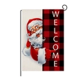 Christmas garden flag with Santa Claus and red black buffalo plaid Welcome design - Santa Buffalo Plaid Welcome (HYQ26-4)