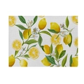 Cotton linen dining placemat with vibrant lemon and leaf floral print patterns - All-over Lemon Floral (CD19-12) / Cotton-Linen Look / CD19-12