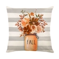 Fall pumpkin pumpkin throw pillow cover with floral design and striped background - FALL Striped Flower Bottle Pattern (YMD373-9)