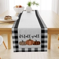 Fall table runner with Buffalo check border and its fall y'all pumpkin printing - Plaid Gnomes Pumpkin Style (ZQ23-10) / 33*183cm