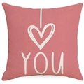 Federa per cuscino in lino rosa con stampa cuore I Love You per decorazioni di San Valentino - 45x45 cm / Stile Cuore I Love You Rosa (YMD414-4)