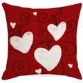 Housse de coussin rouge de la Saint-Valentin en lin avec cœurs blancs et motifs noirs - 45x45cm / Style Cœur Imprimé Rouge (YMD413-2)