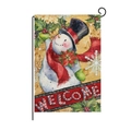 Christmas garden flag with snowman and music notes on double-sided linen fabric - Snowman Flower Welcome (HYQ26-1)