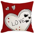 Housse de coussin rouge Saint Valentin en lin avec cœur blanc et texte LOVE décor - 45x45cm / Style LOVE Rouge (YMD413-3)