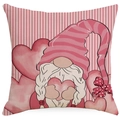 Federa per cuscino di San Valentino in lino rosa con simpatico gnomo e cuore - Motivo Gnomo con Cuore (YMD415-4) / 45x45 cm