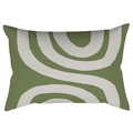 Olive green lumbar pillow with white abstract wave pattern in modern geometric design - 30x50cm Without Insert / CRD63-5 Style
