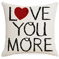 Housse de coussin Saint-Valentin en lin avec cœur rouge et texte sur fond blanc - 45x45cm / Style LOVE YOU MORE Blanc Cassé (YMD413-4)