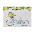 Linen placemat with blue vintage bicycle and yellow lemons pattern for summer table decor - Blue Bicycle Lemon Design (CD19-14) / Cotton-Linen Look / CD19-14