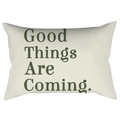 Beige lumbar pillow with green Good Things Are Coming text in Nordic style - 30x50cm Without Insert / CRD63-6 Style